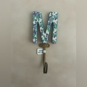 Anthropologie Floral Initial Wall Hook - Green and Purple